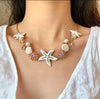 White Starfish Charm Necklace Set