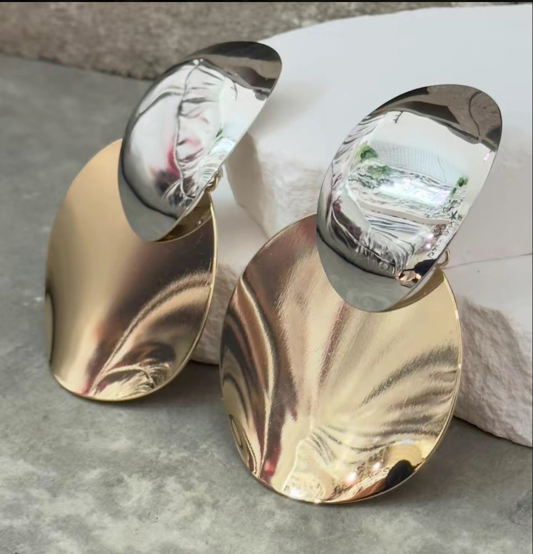 Silver Gold Statement Earrings