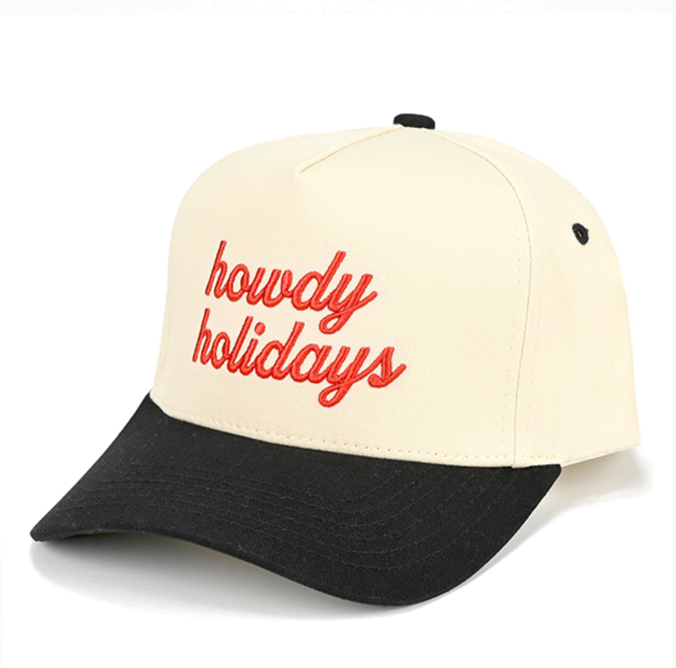 Cream Red & Black Howdy Holidays Trucker Hat