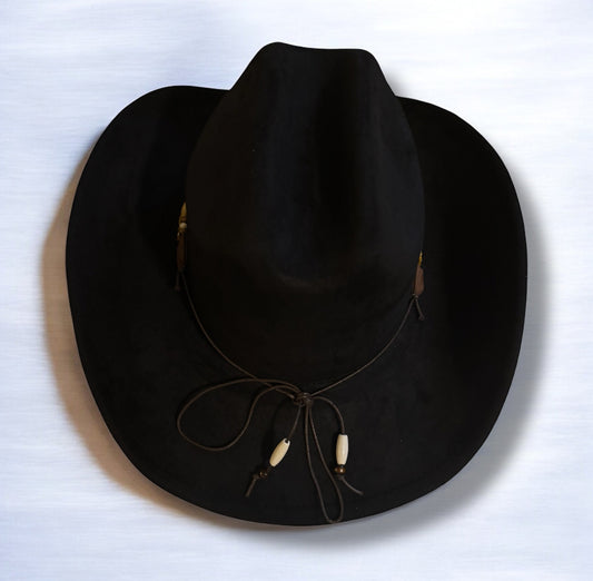 Black Western Cowboy Hat with Beaded Band