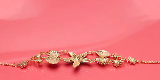 White Starfish Charm Necklace Set
