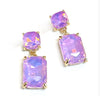 Square 2 Link Cushion Cut Glass Drop Earrings