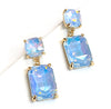 Square 2 Link Cushion Cut Glass Drop Earrings
