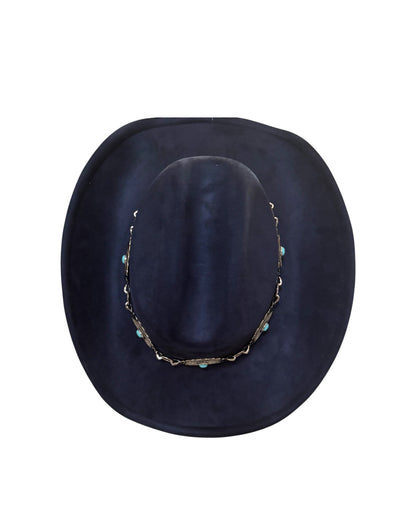 Navy Cowboy Hat with Silver and Turquoise Accents