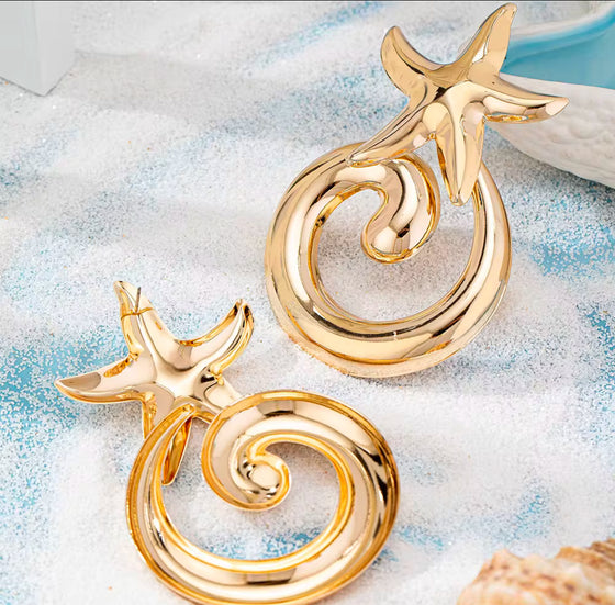 Gold Starfish Swirl Earrings