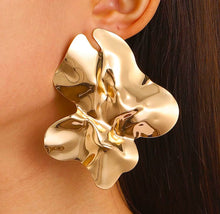  Gold Irregular Texture Statement Earrings