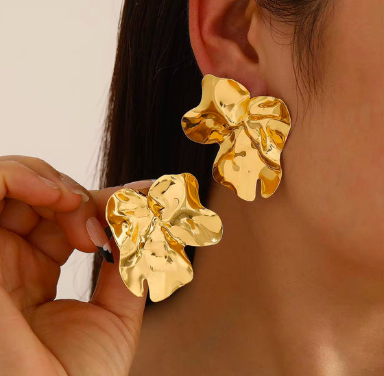 Gold Irregular Texture Statement Earrings