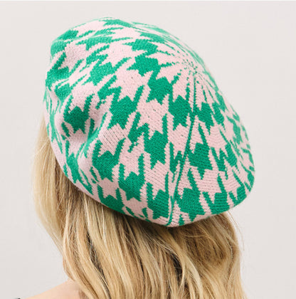 Pink & Green Beret Hat
