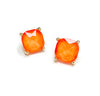 12mm Square Glass Bead Stud Gold Earrings