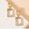 Square 2 Link Cushion Cut Glass Drop Earrings