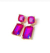 Square 2 Link Cushion Cut Glass Drop Earrings