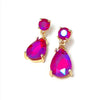 Teardrop 2 Link Glass Stud Gold Earrings
