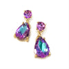 Teardrop 2 Link Glass Stud Gold Earrings