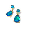 Teardrop 2 Link Glass Stud Gold Earrings