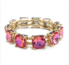 Rose AB Square Cushion Cut Glass Gold Bracelet