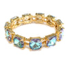 Rose AB Square Cushion Cut Glass Gold Bracelet