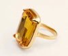 Golden Adjustable Brass Rectangle Glass Gold Ring