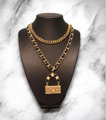  Gold & Black Handbag “C”Necklace