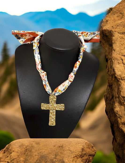 Scarf Cross Charm Necklace