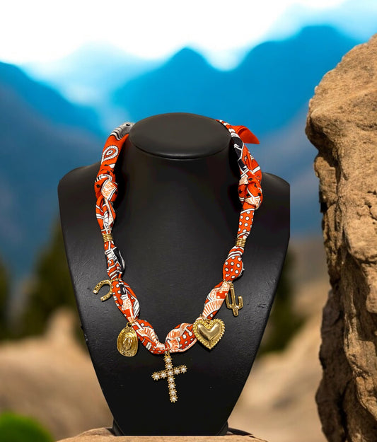 Red Scarf Charm Necklace