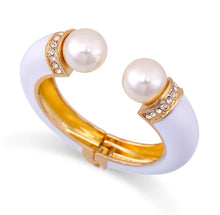  White and Gold Pearl Cuff Bracelet