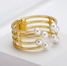  Gold and Pearl Cuff Bracelet