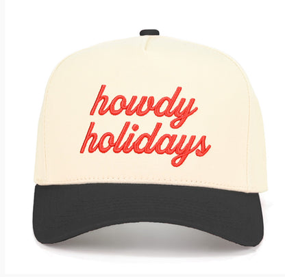 Cream Red & Black Howdy Holidays Trucker Hat