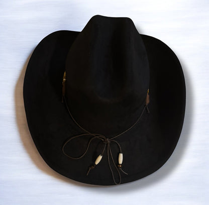 Black Western Cowboy Hat with Beaded Band