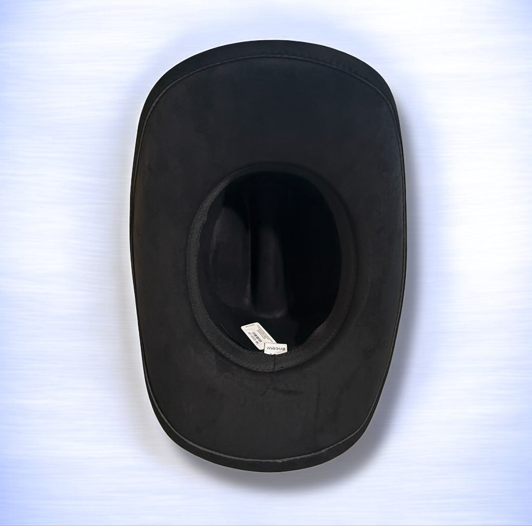 Black Western Cowboy Hat with Beaded Band