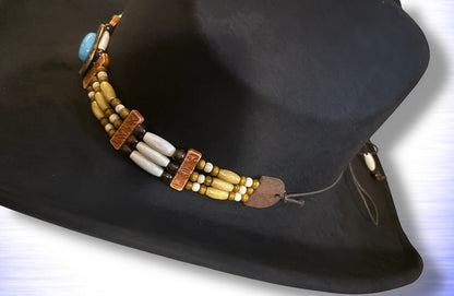 Black Western Cowboy Hat with Beaded Band