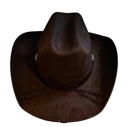 Brown Cowboy Hat with Heart Buckle