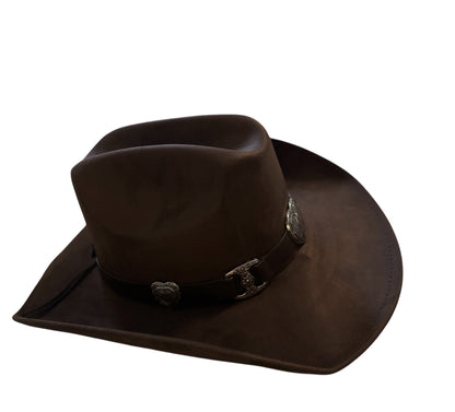 Brown Cowboy Hat with Heart Buckle