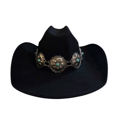 Elegant Black Western Hat with Silver Accents