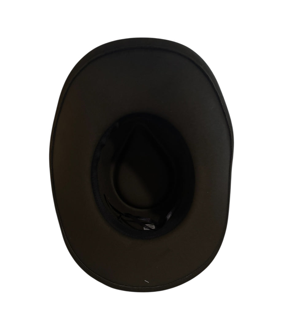 Green Rustic Cowgirl Fedora Hat w/ Distressed Fabric