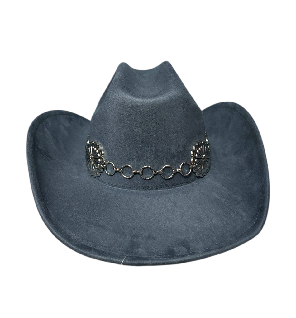 Blue Western Hat with Silver Accents