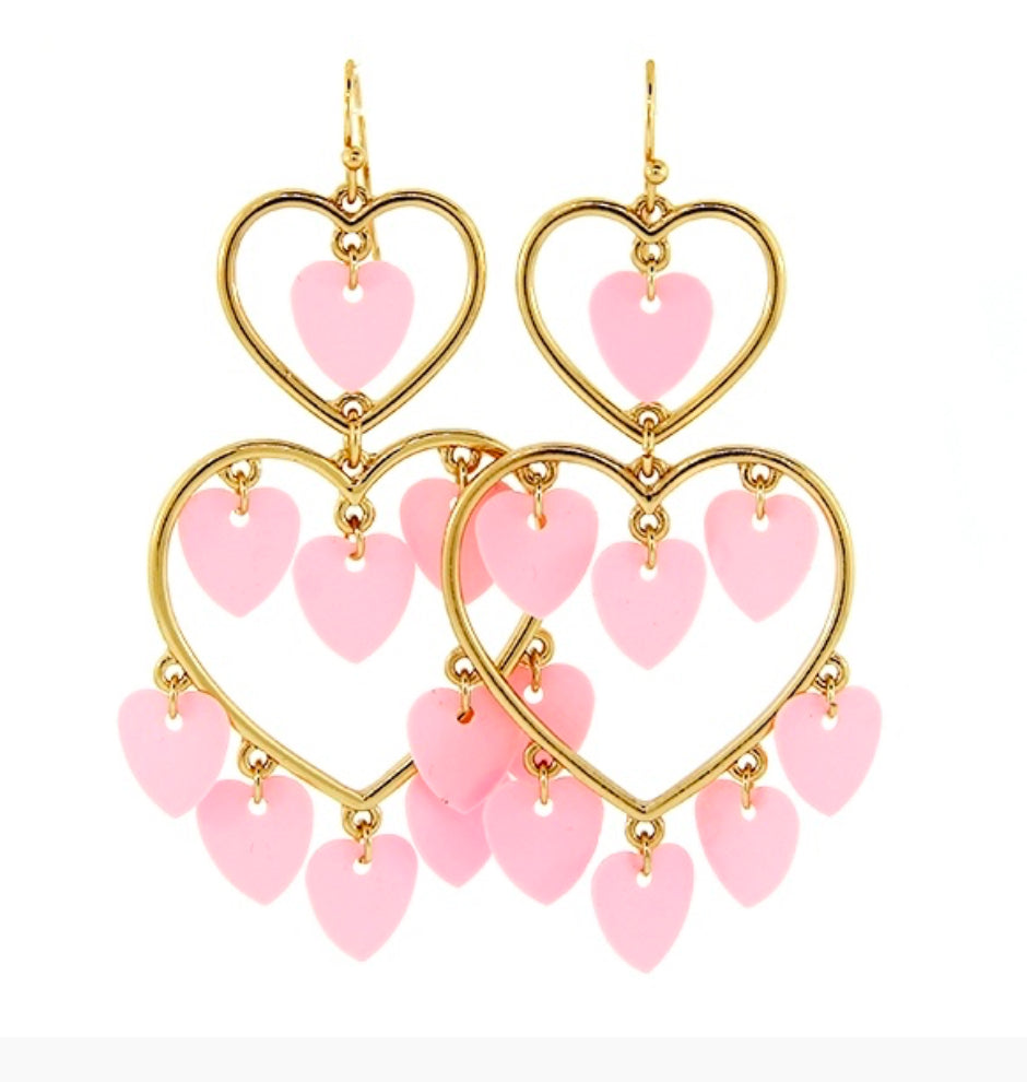 Pink Heart Petal Earrings