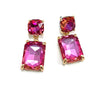 Square 2 Link Cushion Cut Glass Drop Earrings