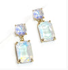 Square 2 Link Cushion Cut Glass Drop Earrings