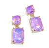 Square 2 Link Cushion Cut Glass Drop Earrings
