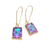 Rectangle Glass Stone Kidney Wire Earrings