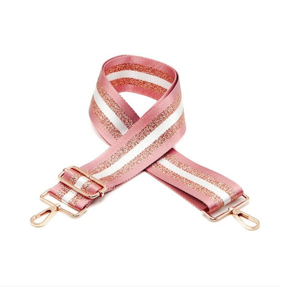 Pink & White Stripe Crossbody Strap