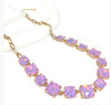 Rectangle Glass Link Gold Necklace