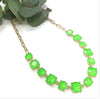 Rectangle Glass Link Gold Necklace