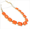 Rectangle Glass Link Gold Necklace