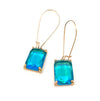 Rectangle Glass Stone Kidney Wire Earrings