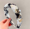 Black & White Side Charm Tweed Headband