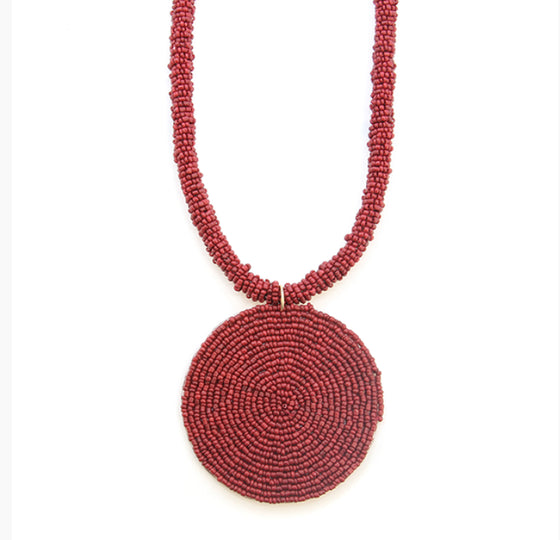 Red Circle Seed Bead Necklace