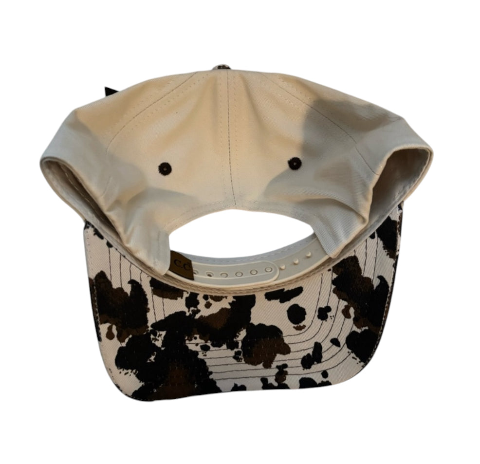 Howdy Embroidered Trucker Cap with Cowprint Brim