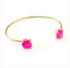 Round Glass Stone Cuff Bracelet