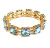 Square Cushion Cut Glass AB Gold Bracelet